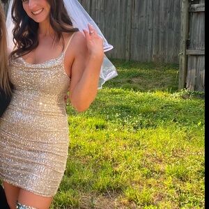 Glamorous Sequin Mini Dress in Silver